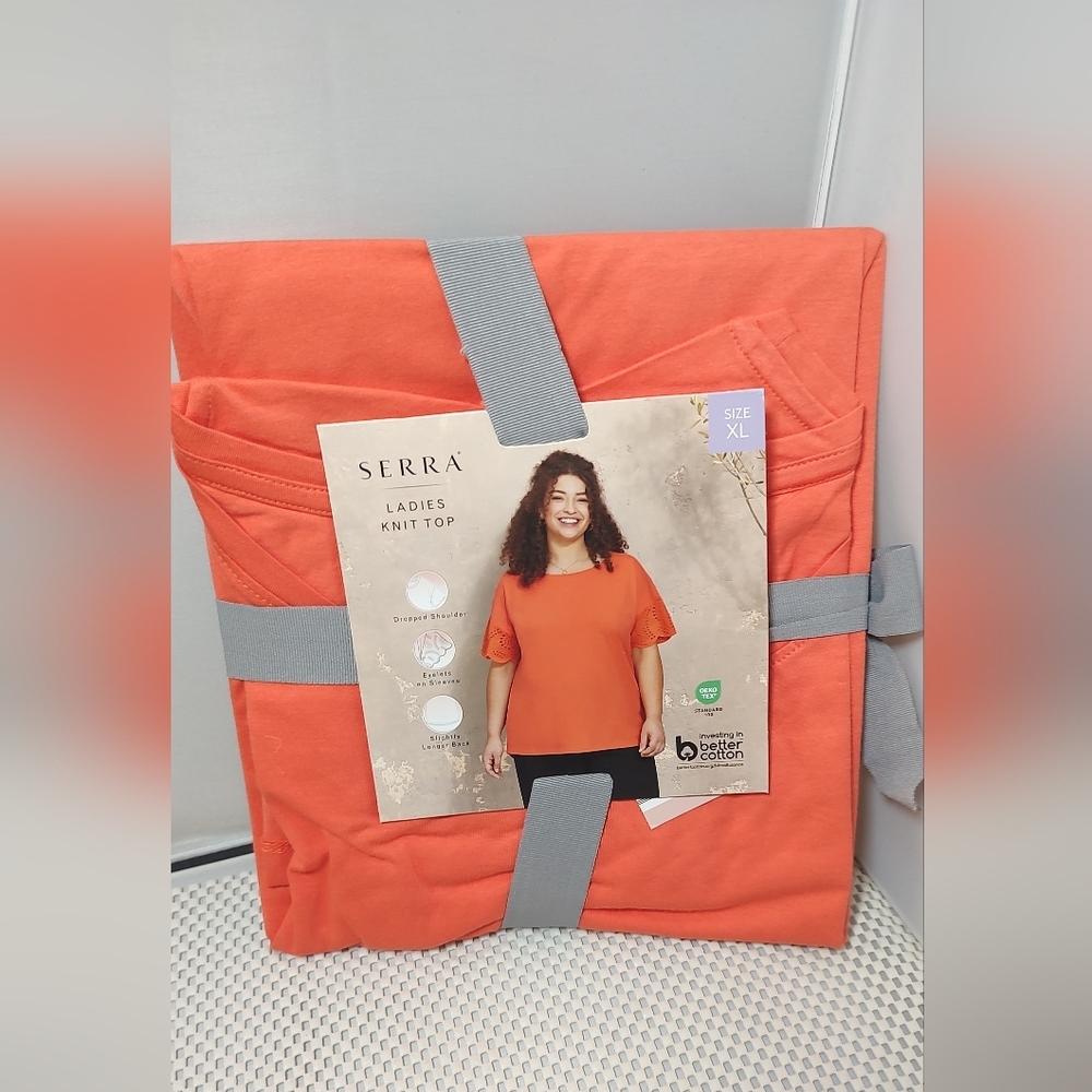 Serra Women's Size XL (16-18) Knit Top Salmon/Orange NWT